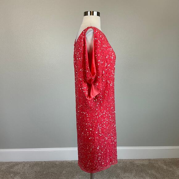 Aidan Mattox Satin Sleeveless Evening Gown White Size 8 V-Neck Thigh Slit Dress - Picture 3 of 9